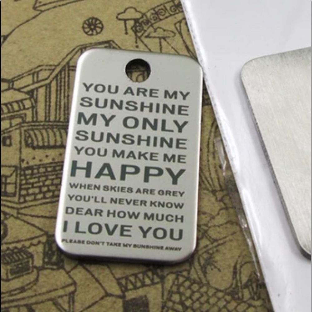 Necklace You are My Sunshine Full Song Stainless Steel Pendant Necklace